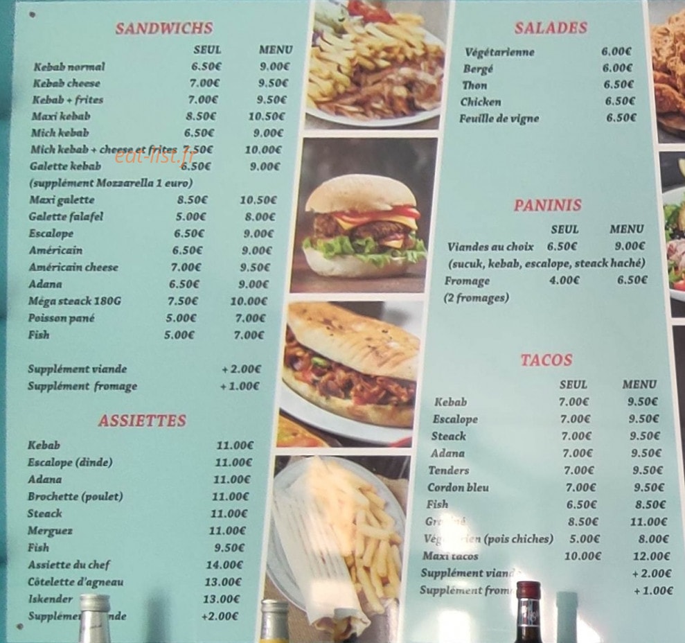 Kebab Pilat — carte page 1