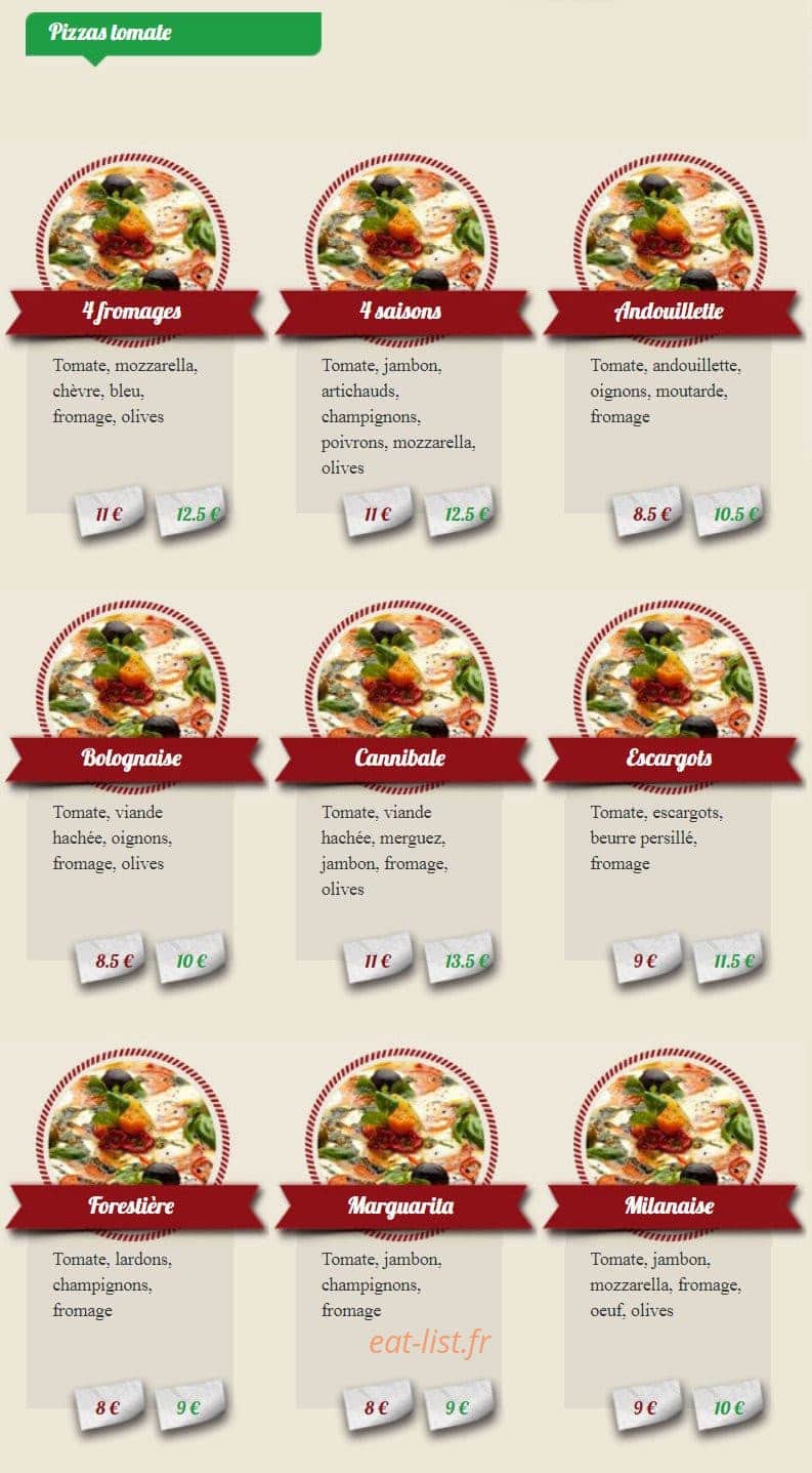 La Casa Pizza — carte page 1