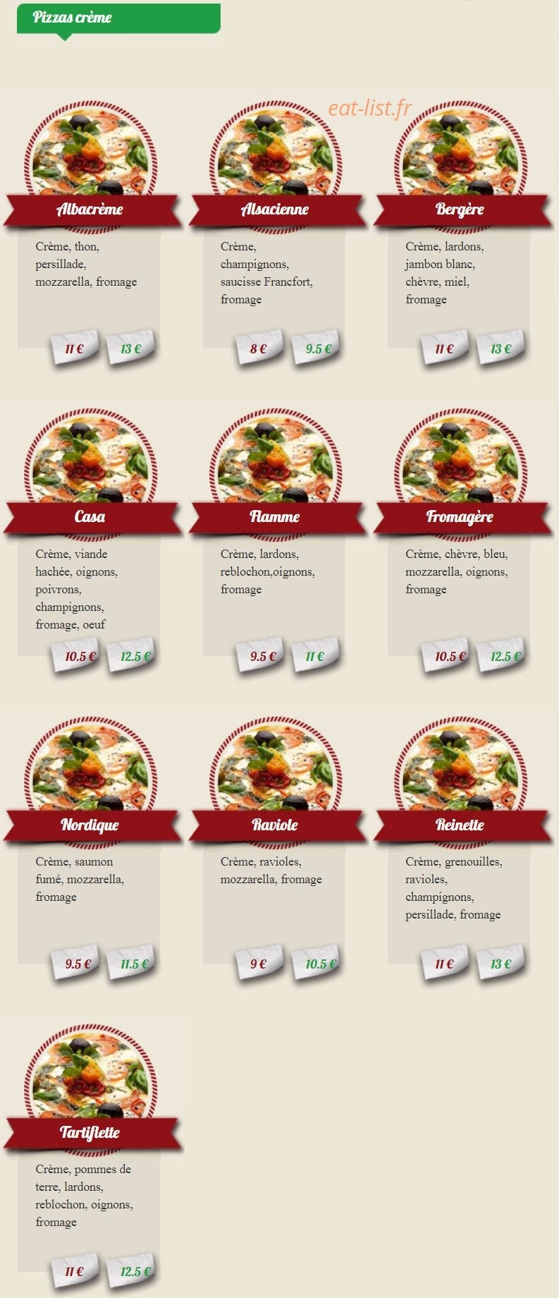 La Casa Pizza — carte page 3