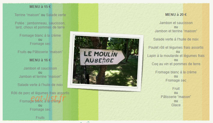 Auberge Le Moulin — carte page 2