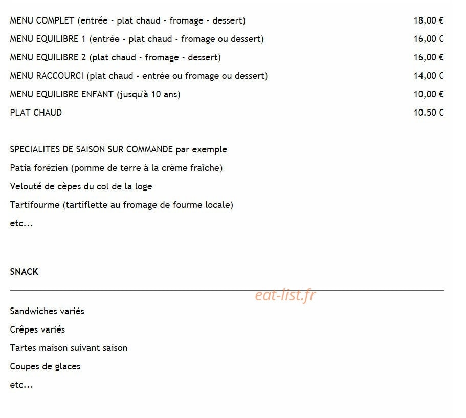 Chalet du Col de la Loge — carte page 1