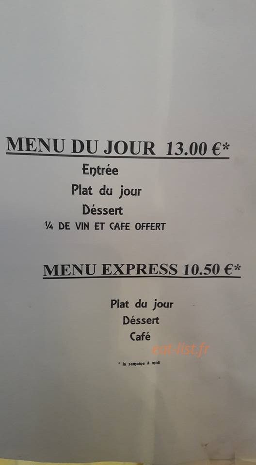 Auberge des Massards — carte page 1