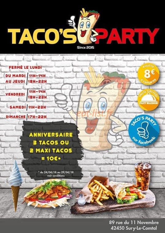 Taco's Party — carte page 1