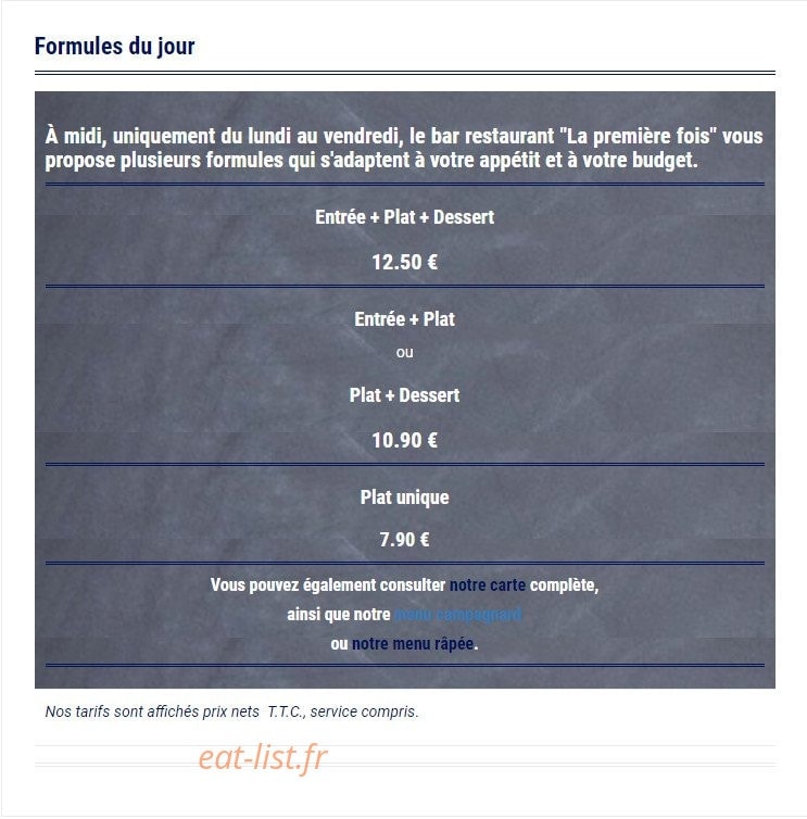 La première fois — carte page 1