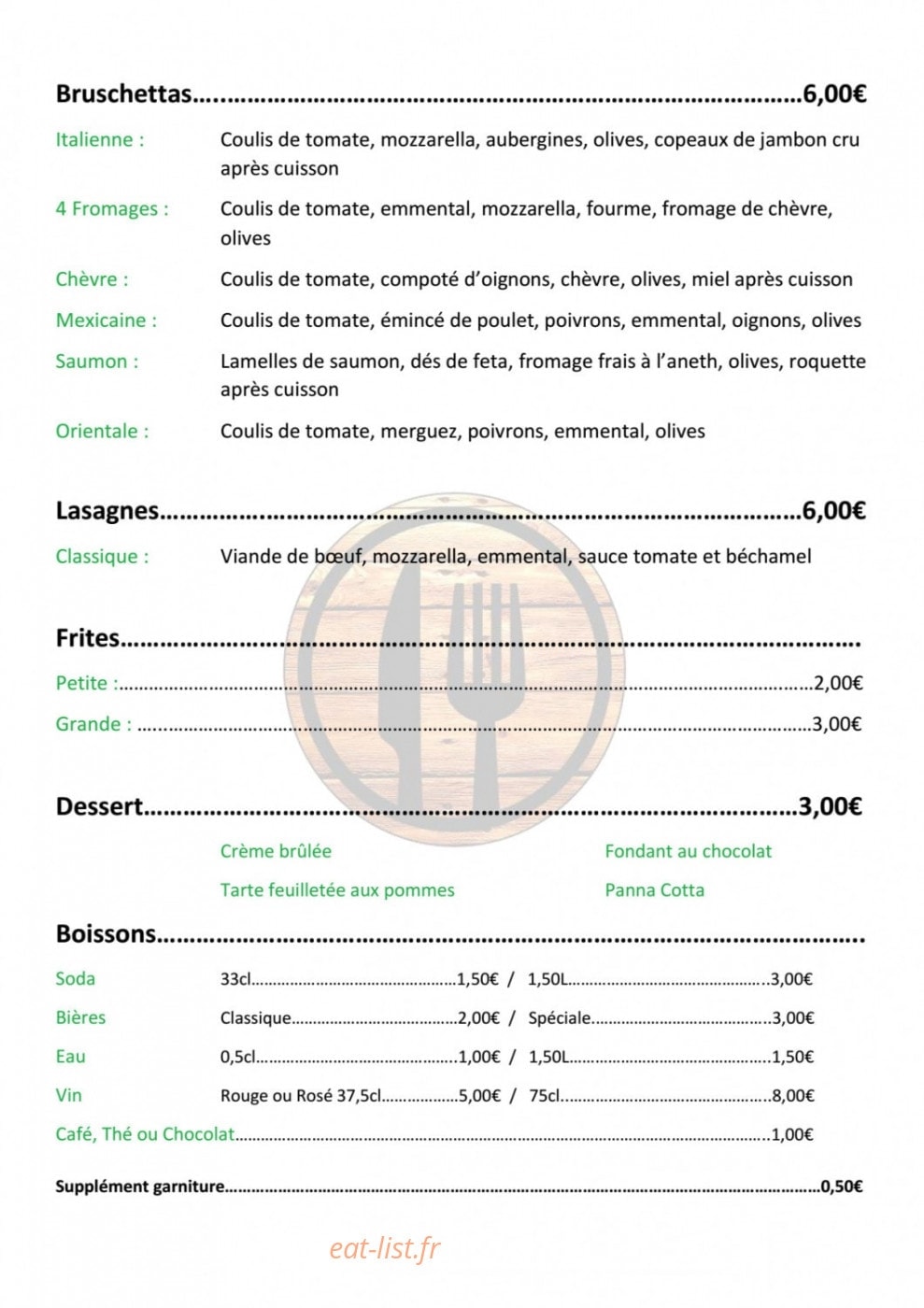 Tradi’ food — carte page 2