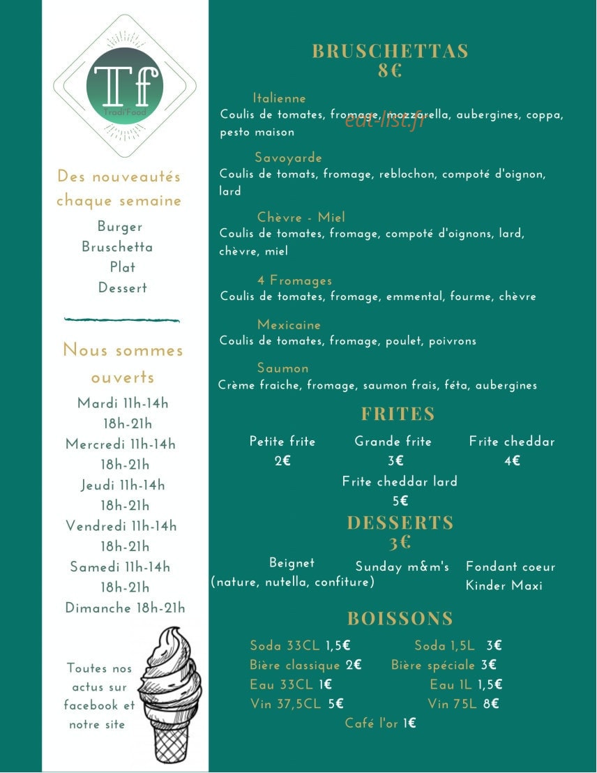 Tradi food — carte page 1