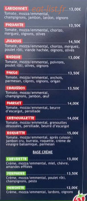 Ricou Pizz — carte page 2