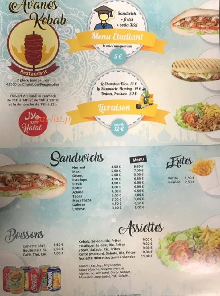 Avanos kebab — carte page 1