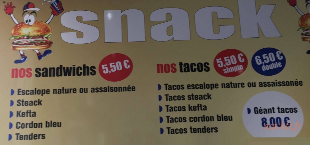 Espace food — carte page 1