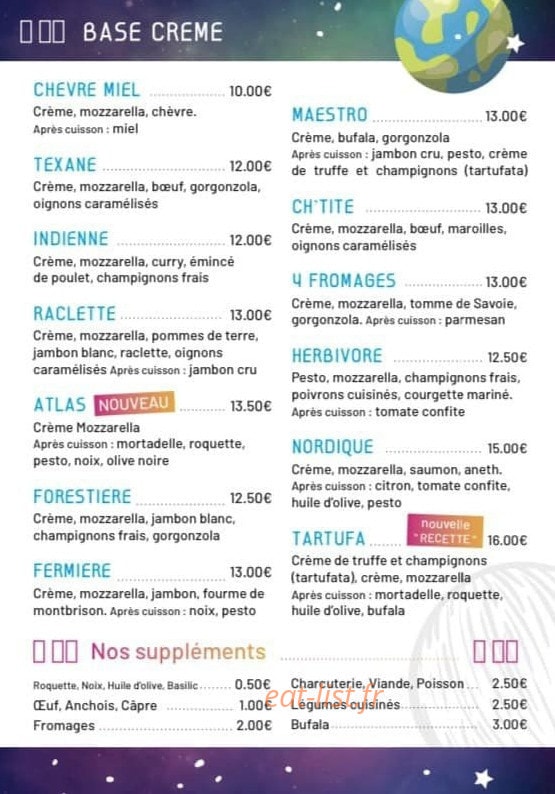 Galactique pizza — carte page 2