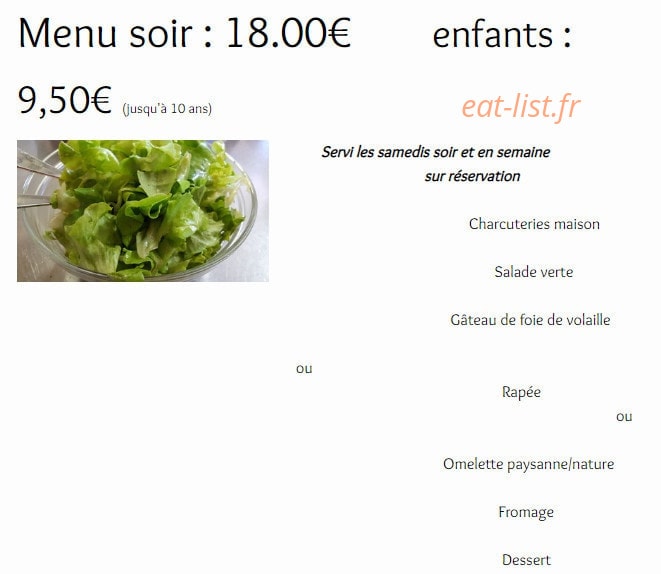 L'Auberge du Vernat — carte page 2