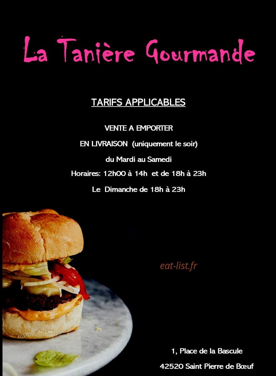 La Tanière Gourmande — carte page 1