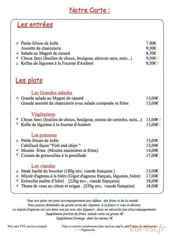 Le Restaurant du Port — carte page 2