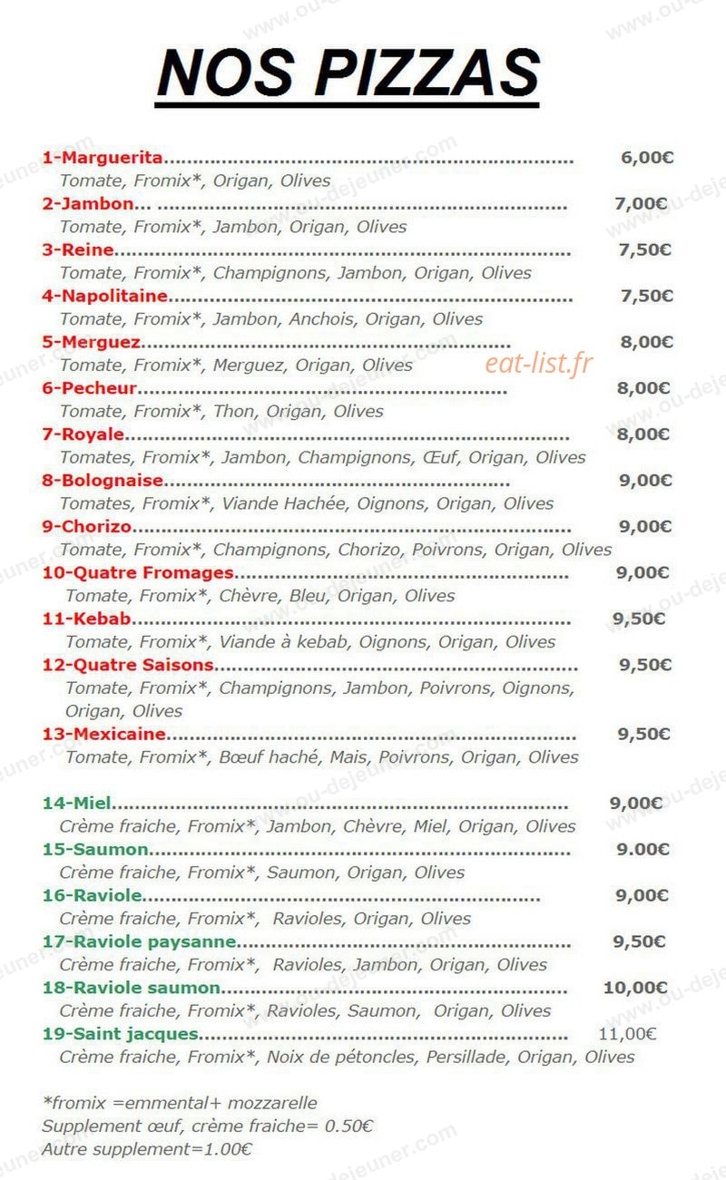 Pizz' 42 — carte page 1