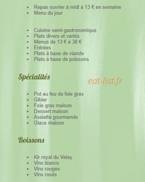 Hôtel Restaurant Rival-Renaud — carte page 1