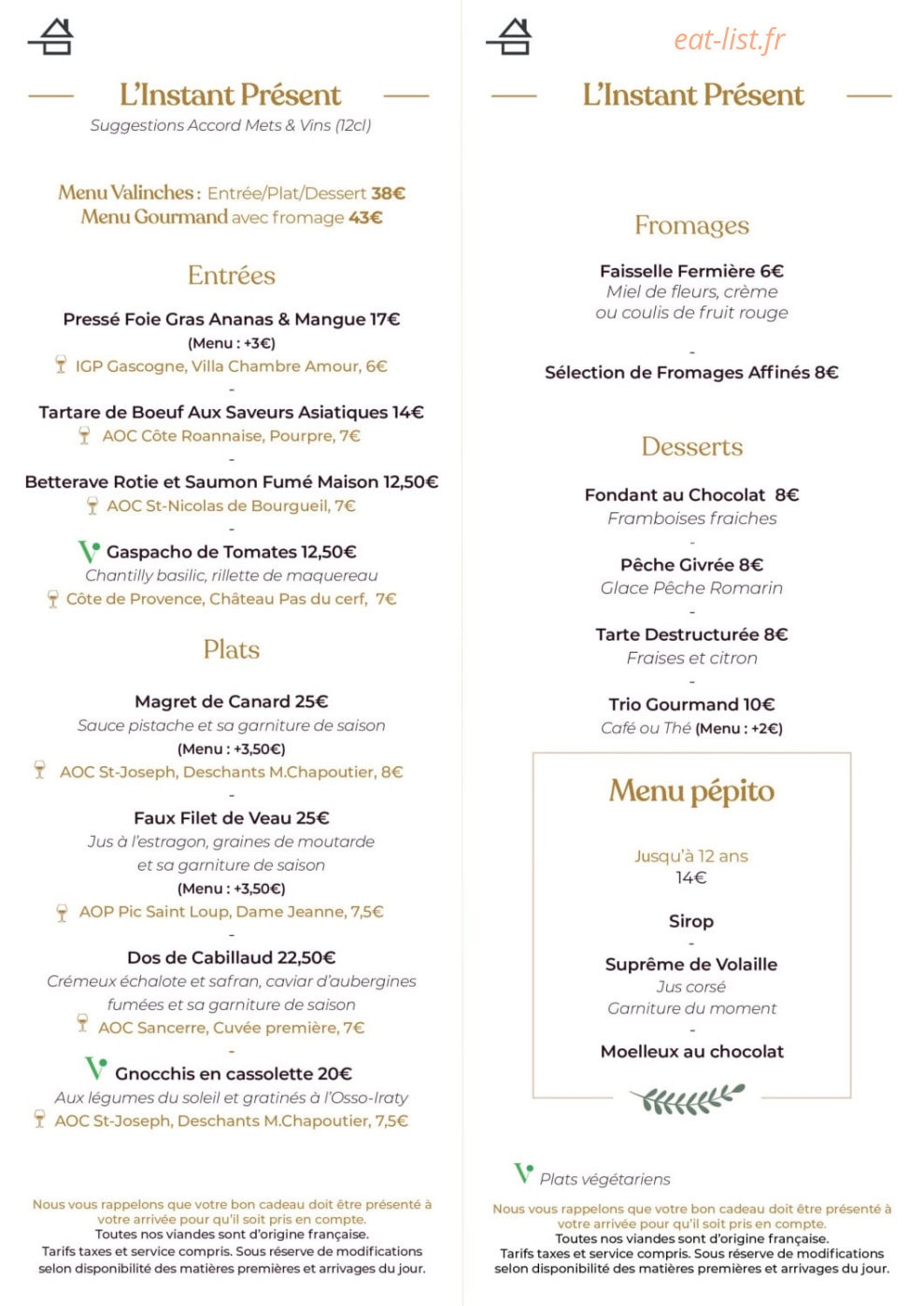 L'Instant Présent — carte page 1