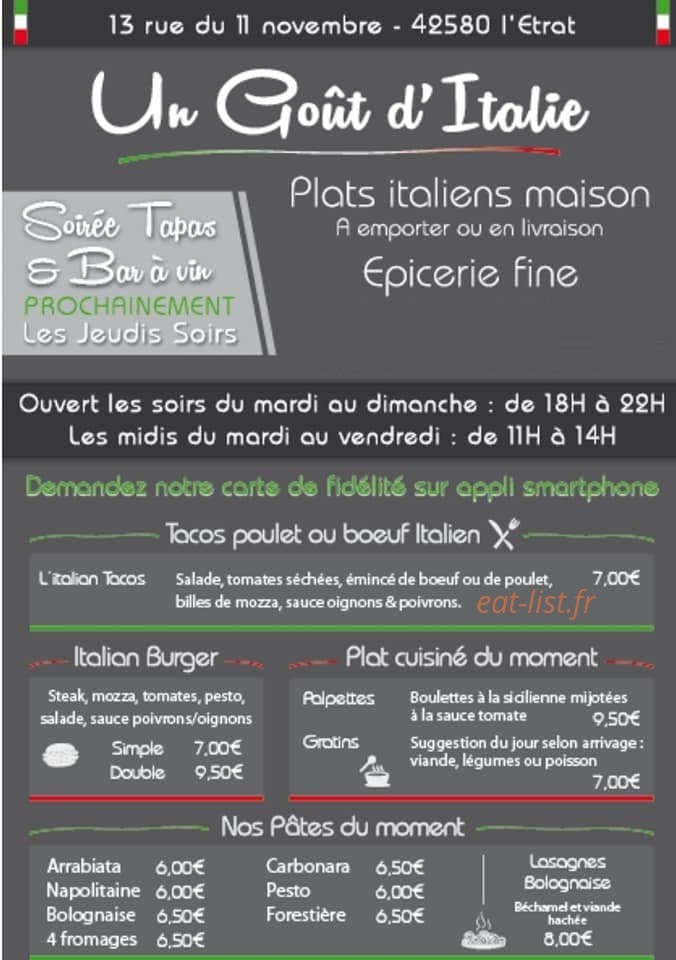 Un goût d'Italie — carte page 1