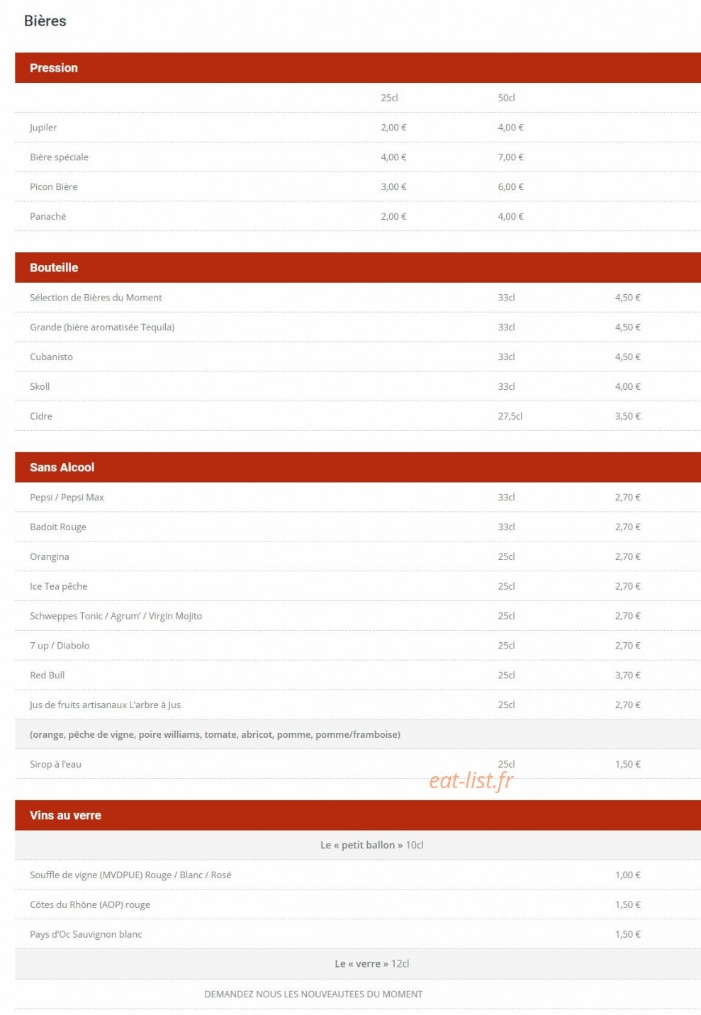 Bistrot de la Place — carte page 7