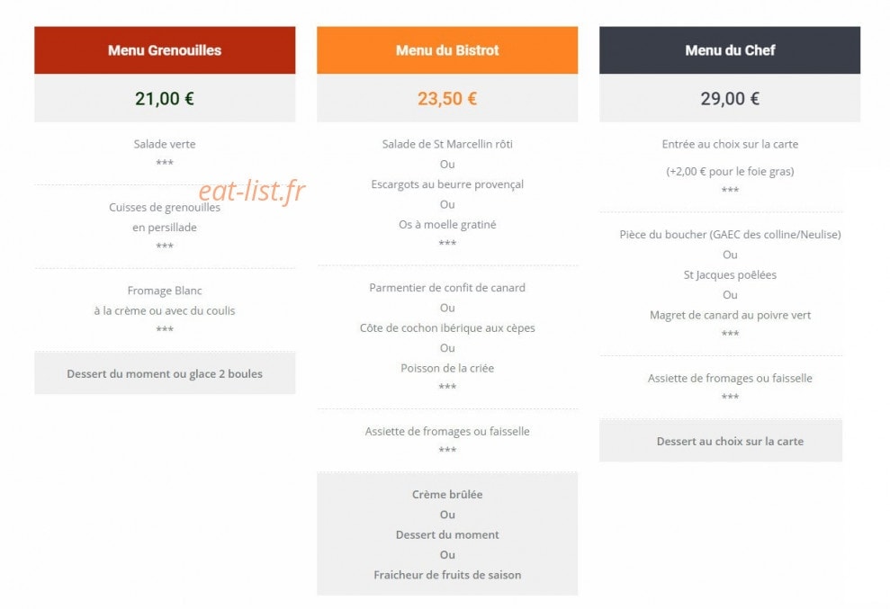 Bistrot de la Place — carte page 1