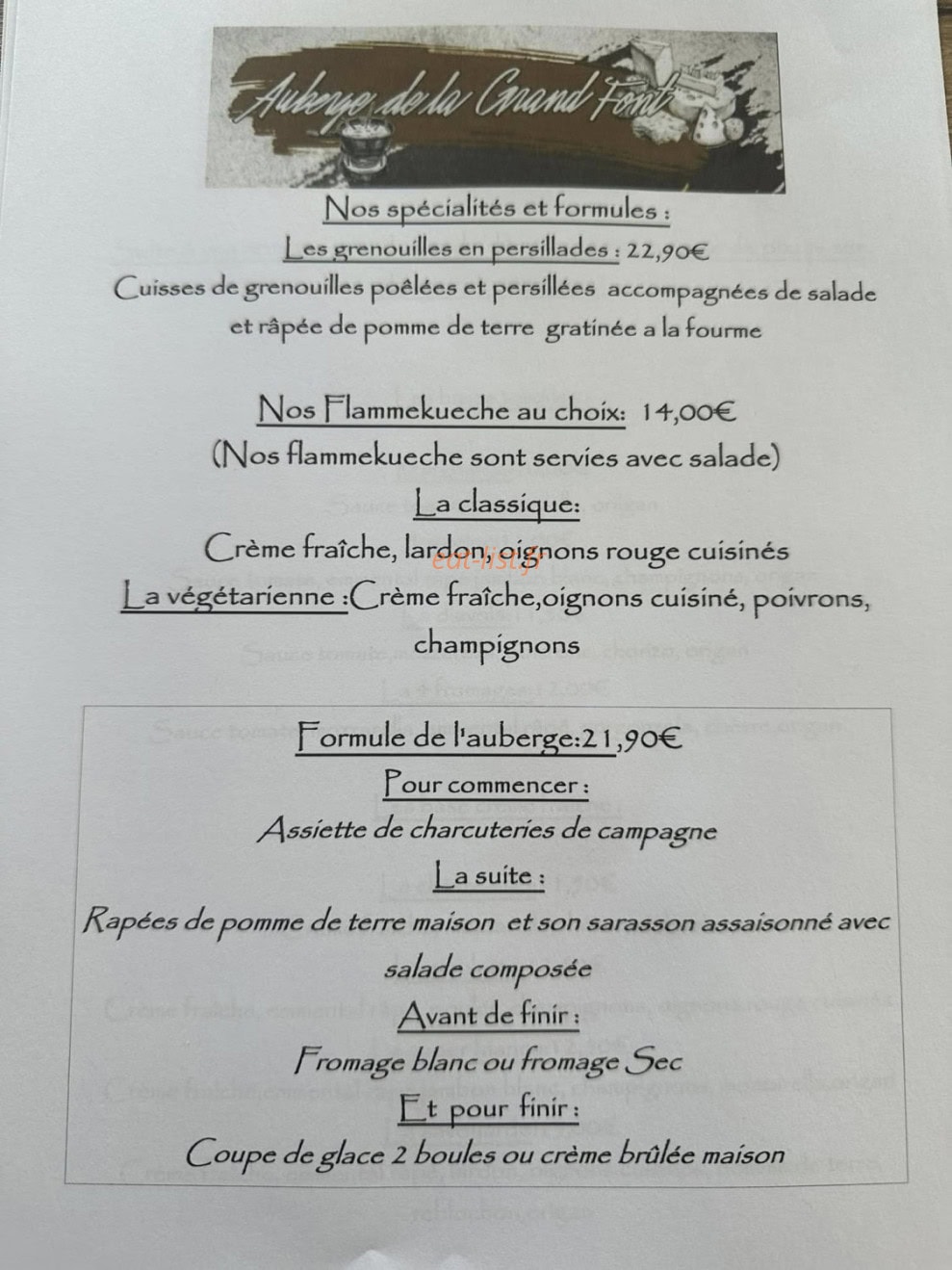 Auberge de la Grand Font — carte page 5