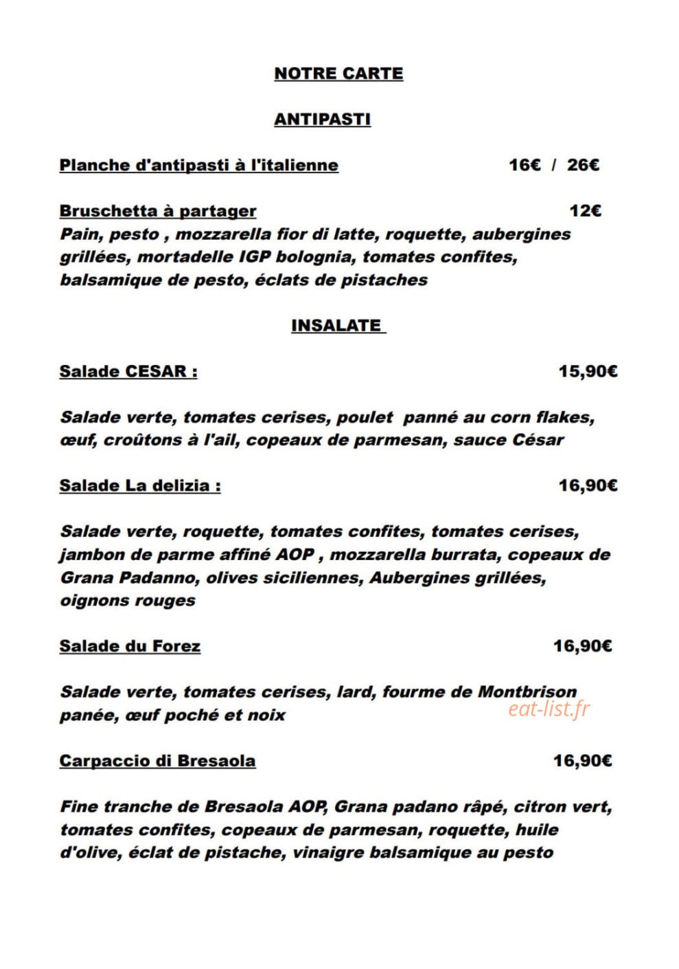 La delizia — carte page 1