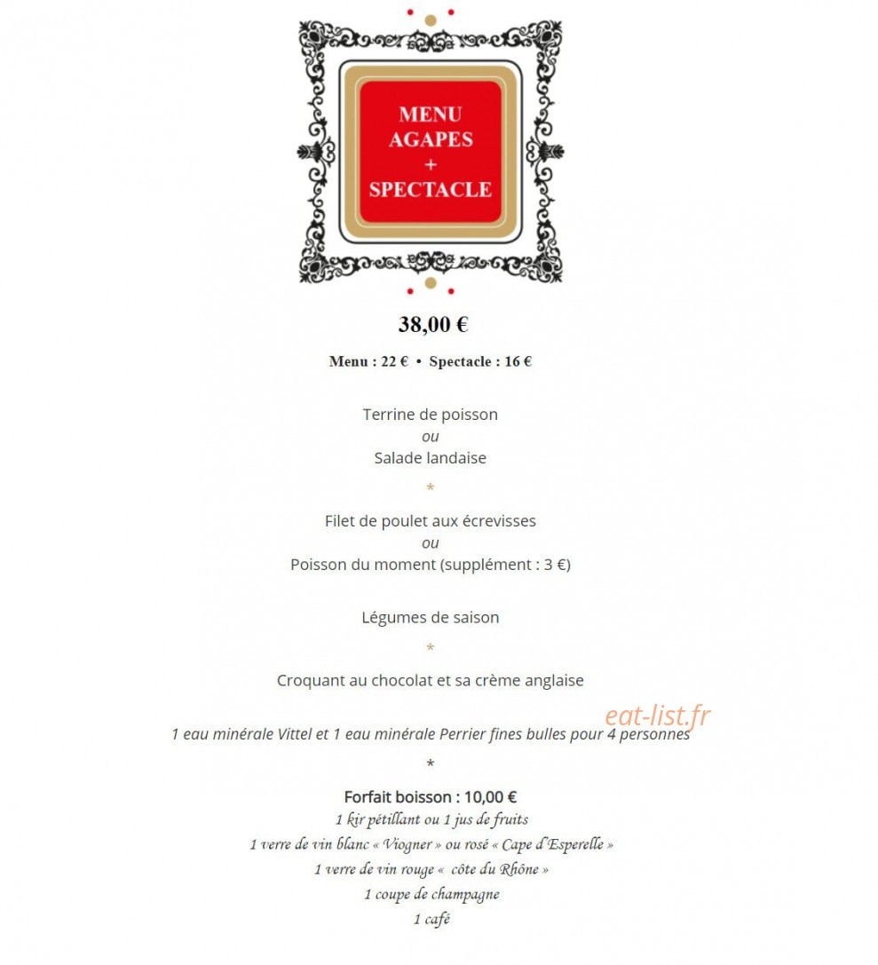 Agapes et Spectacles — carte page 1