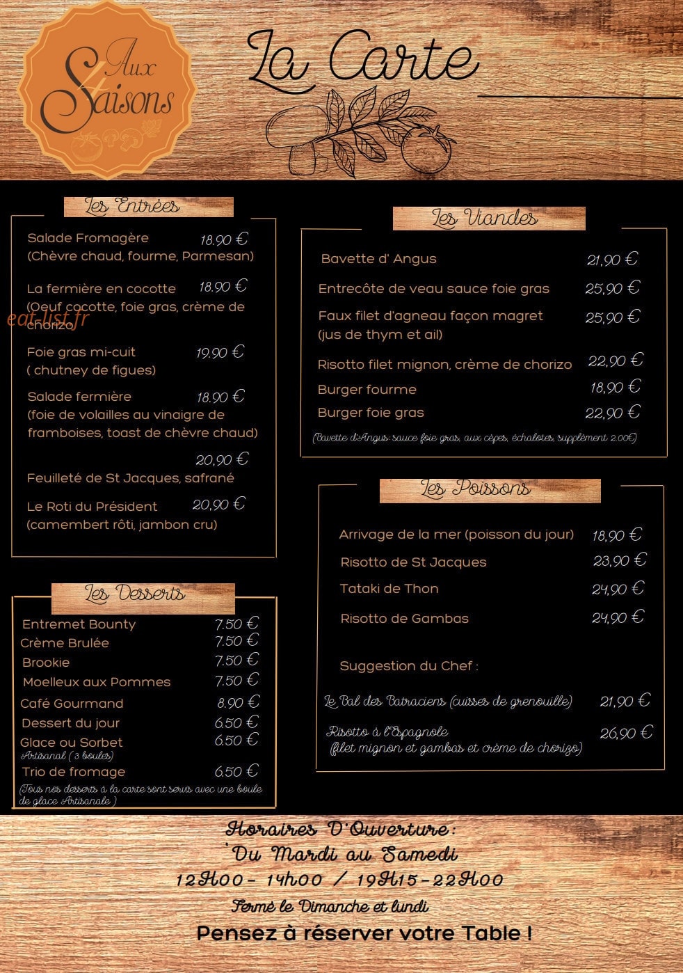 Aux 4 saisons — carte page 1