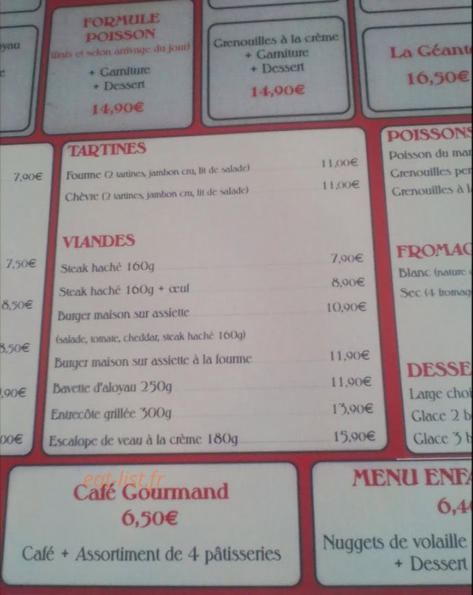 Brasserie Des Granges — carte page 1