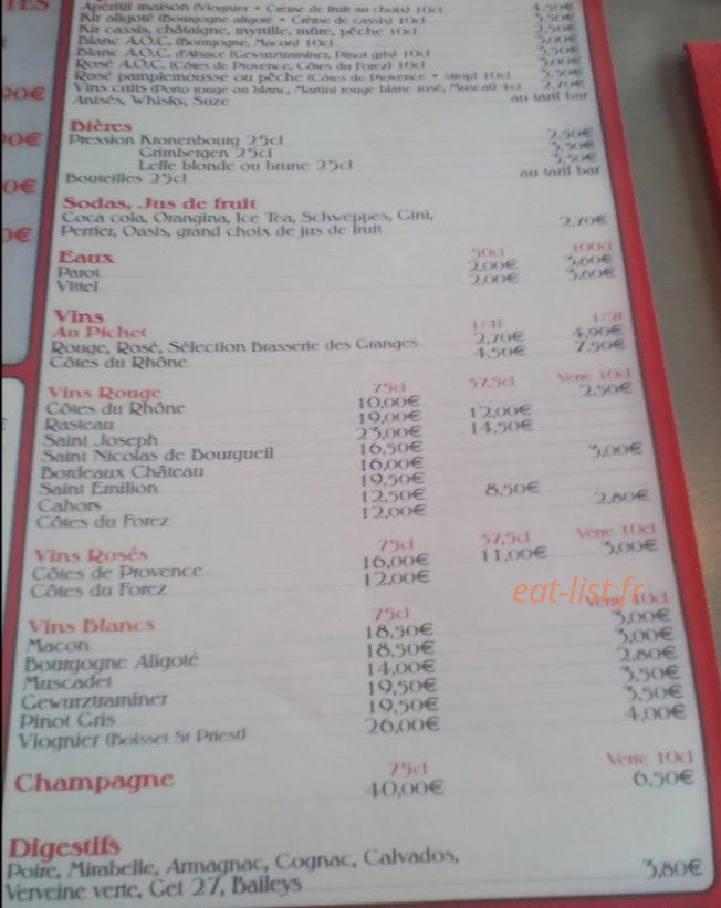 Brasserie Des Granges — carte page 2