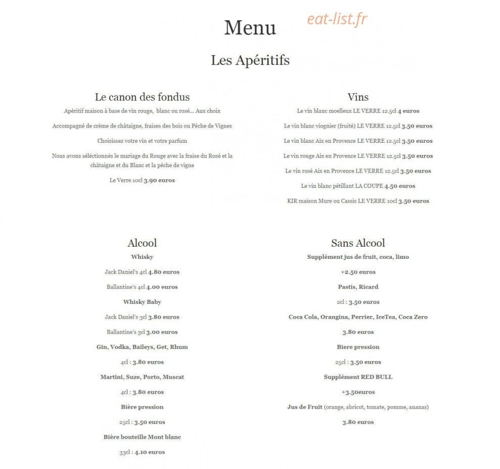 Chez Les Fondus — carte page 1