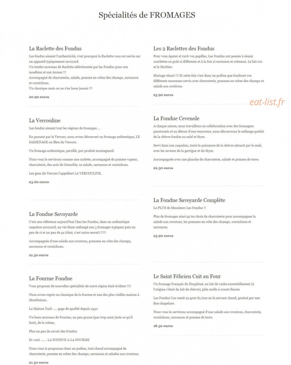 Chez Les Fondus — carte page 3