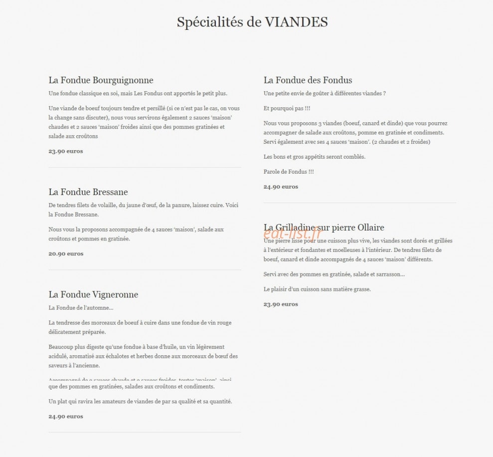 Chez Les Fondus — carte page 5