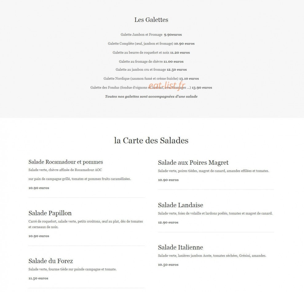 Chez Les Fondus — carte page 8