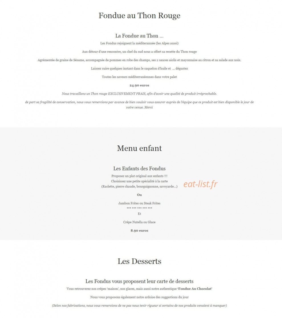 Chez Les Fondus — carte page 6