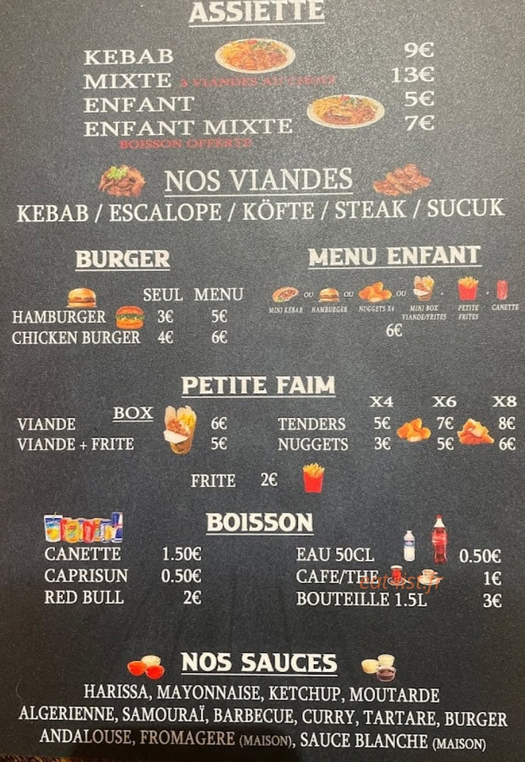 Döner Kebab de Beauregard — carte page 1