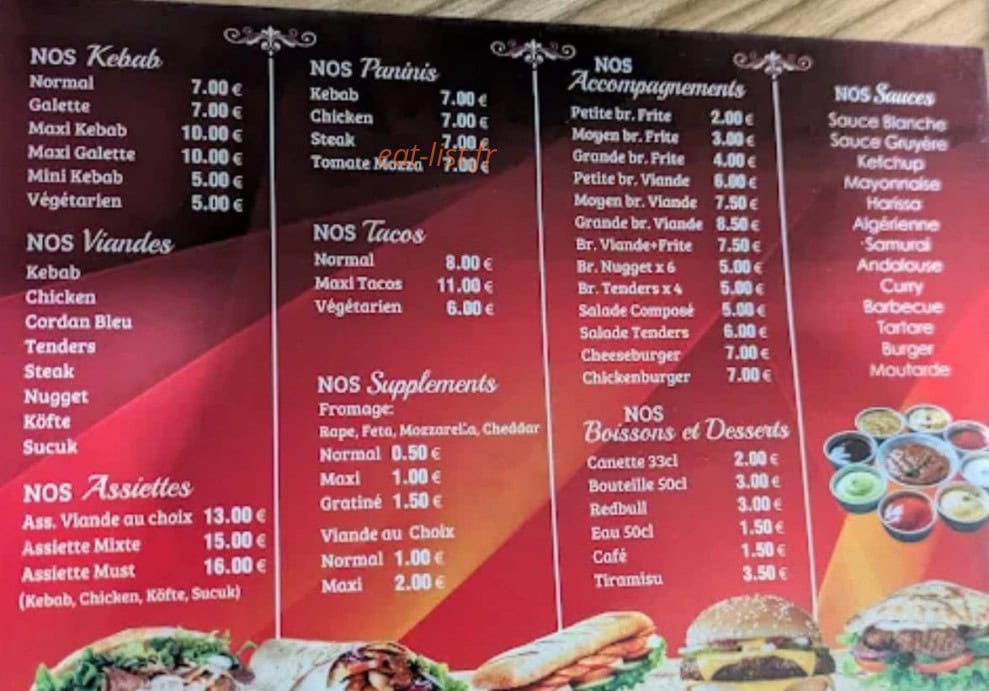 Kebab'Land — carte page 1