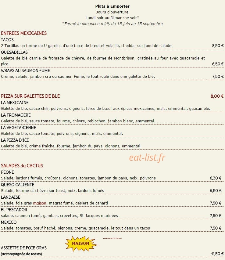 Le Cactus — carte page 11