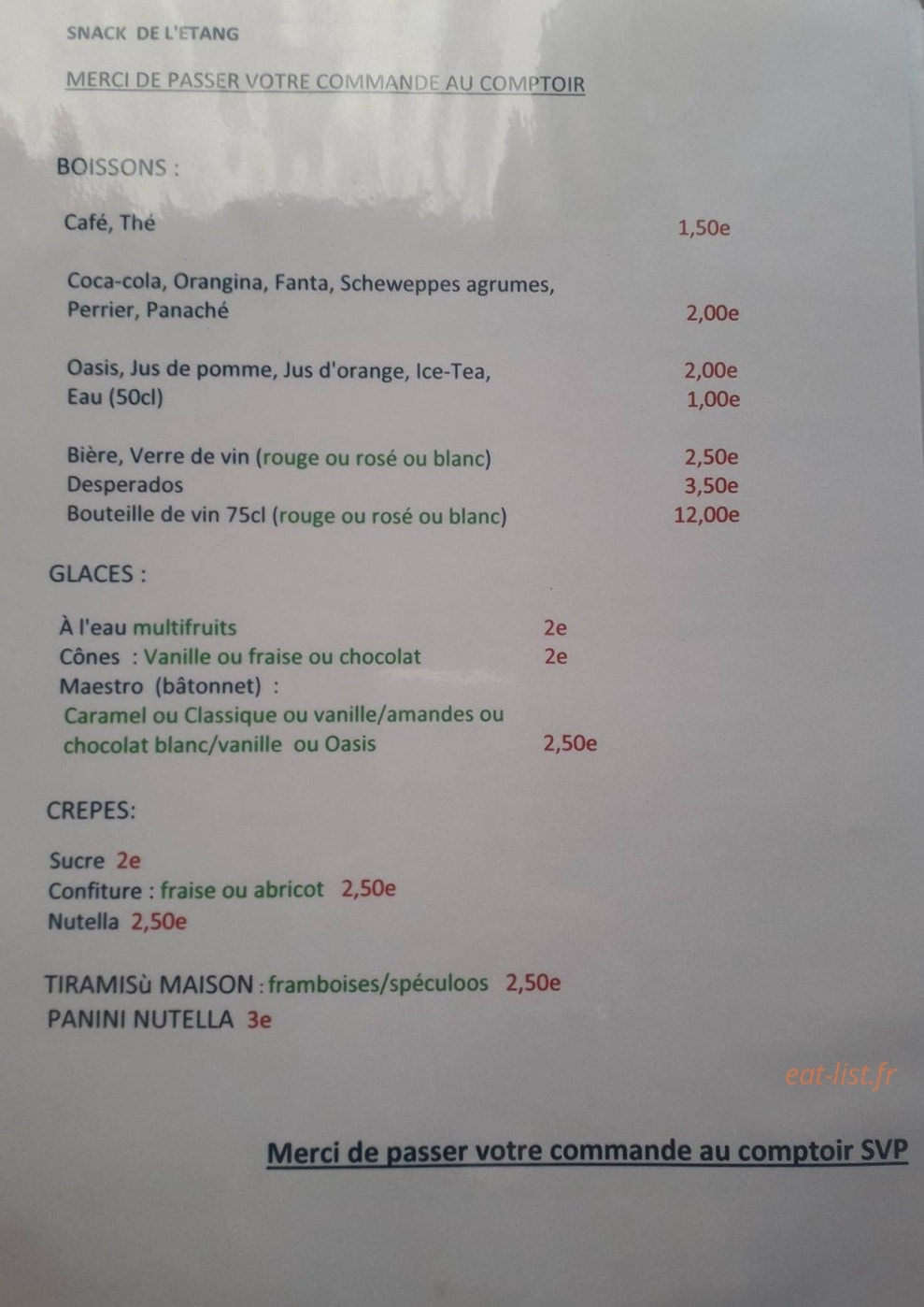 La Cabane De L'Etang — carte page 2