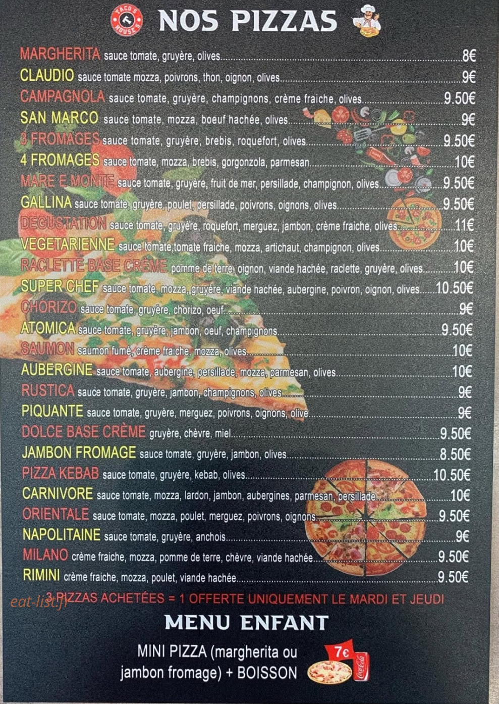 Tacos Houses — carte page 1