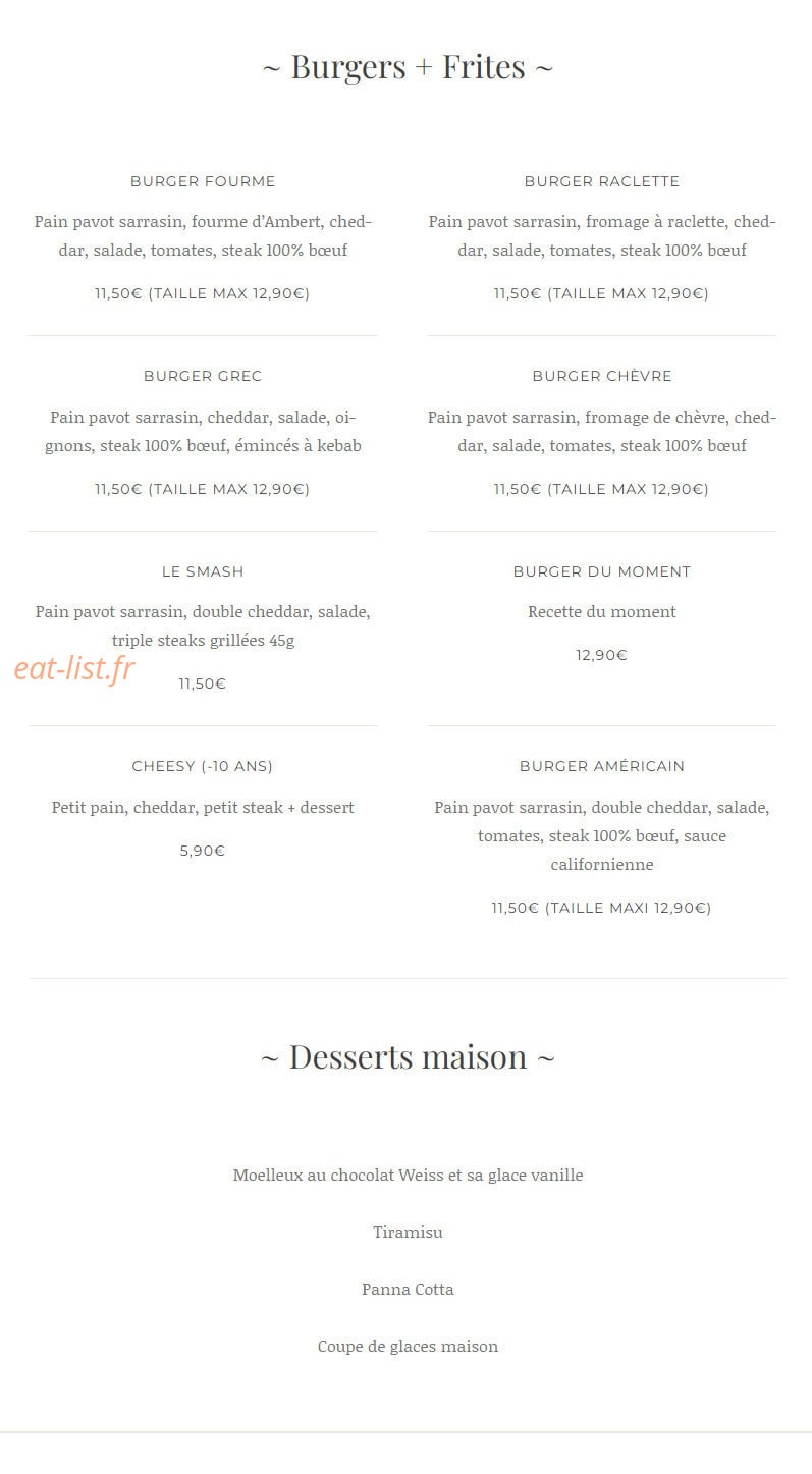 La Taverne Du Rosey — carte page 1