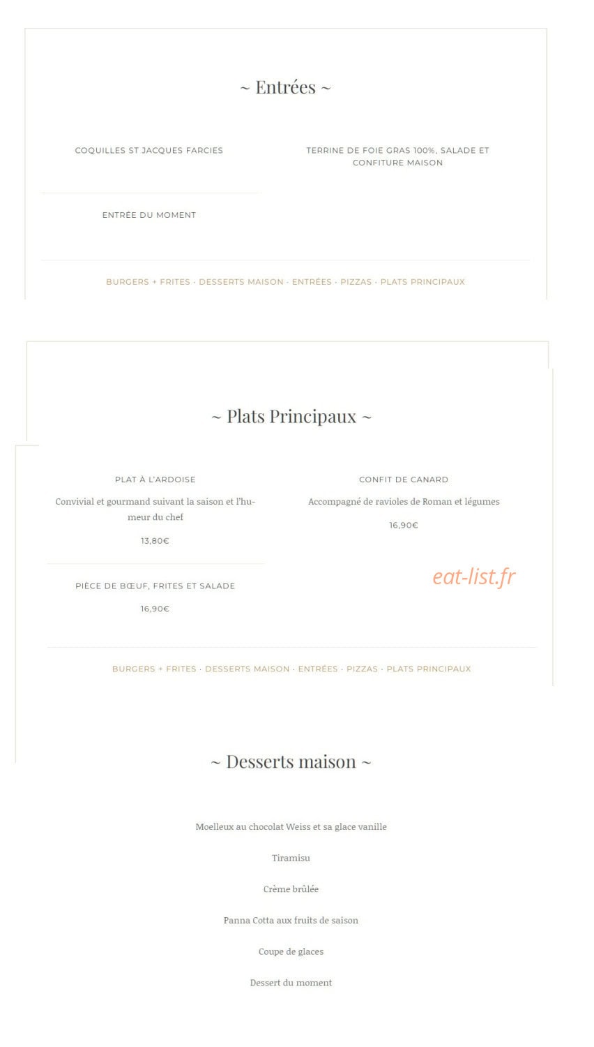 La Taverne Du Rosey — carte page 2