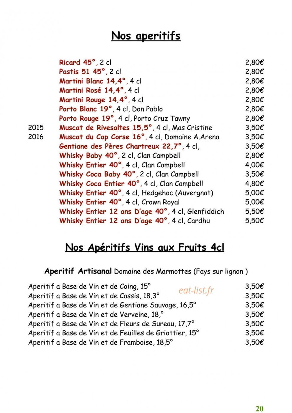 Auberge du sapt — carte page 11