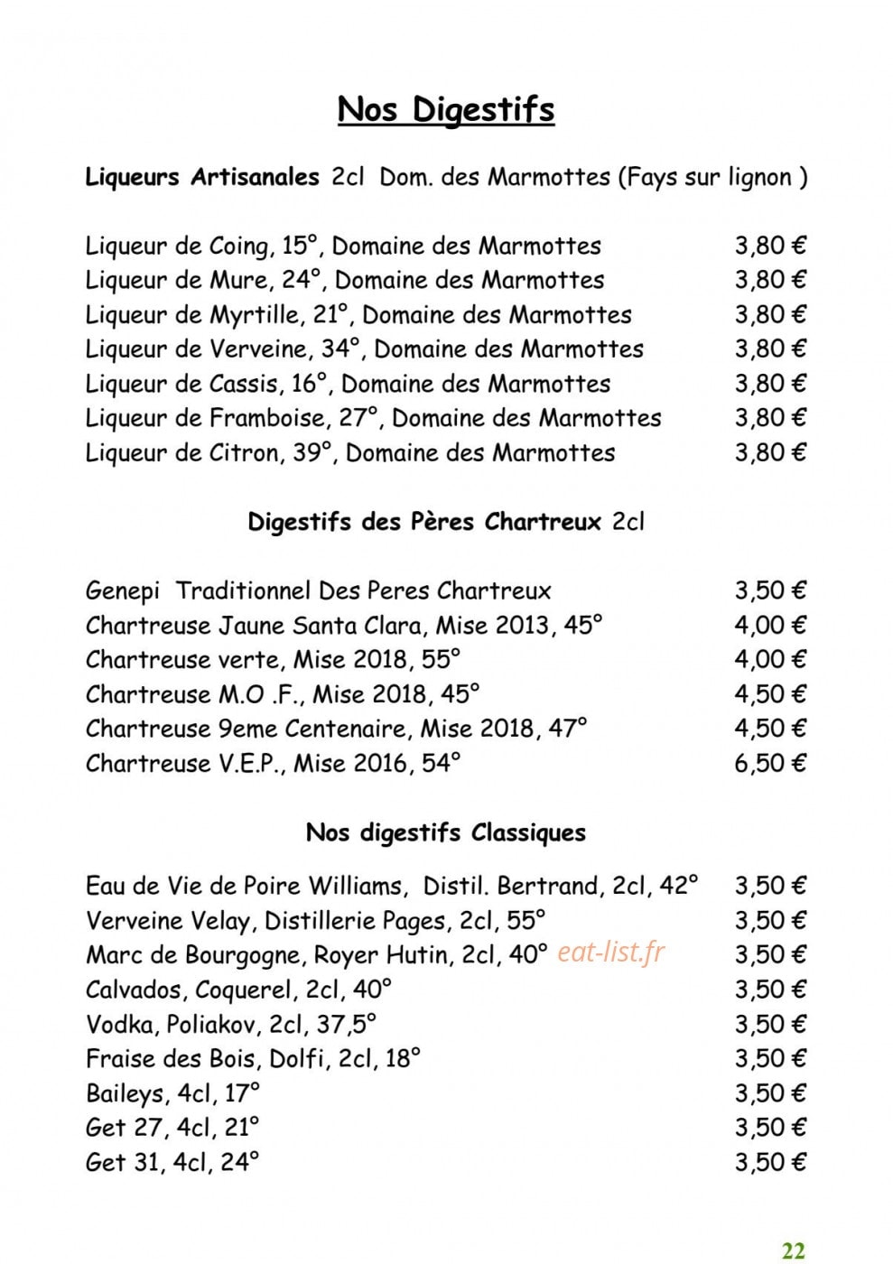 Auberge du sapt — carte page 13