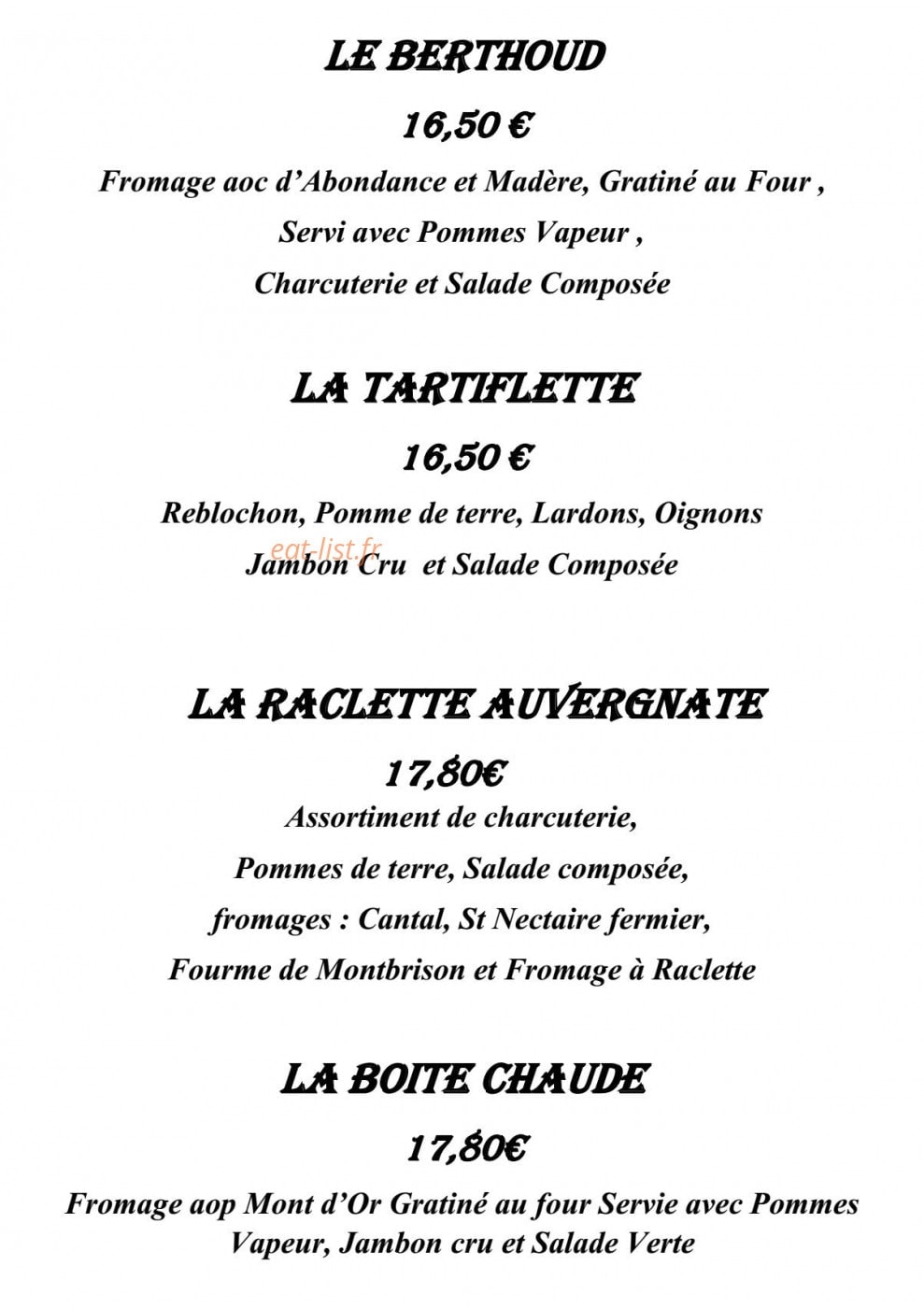 Auberge du sapt — carte page 4