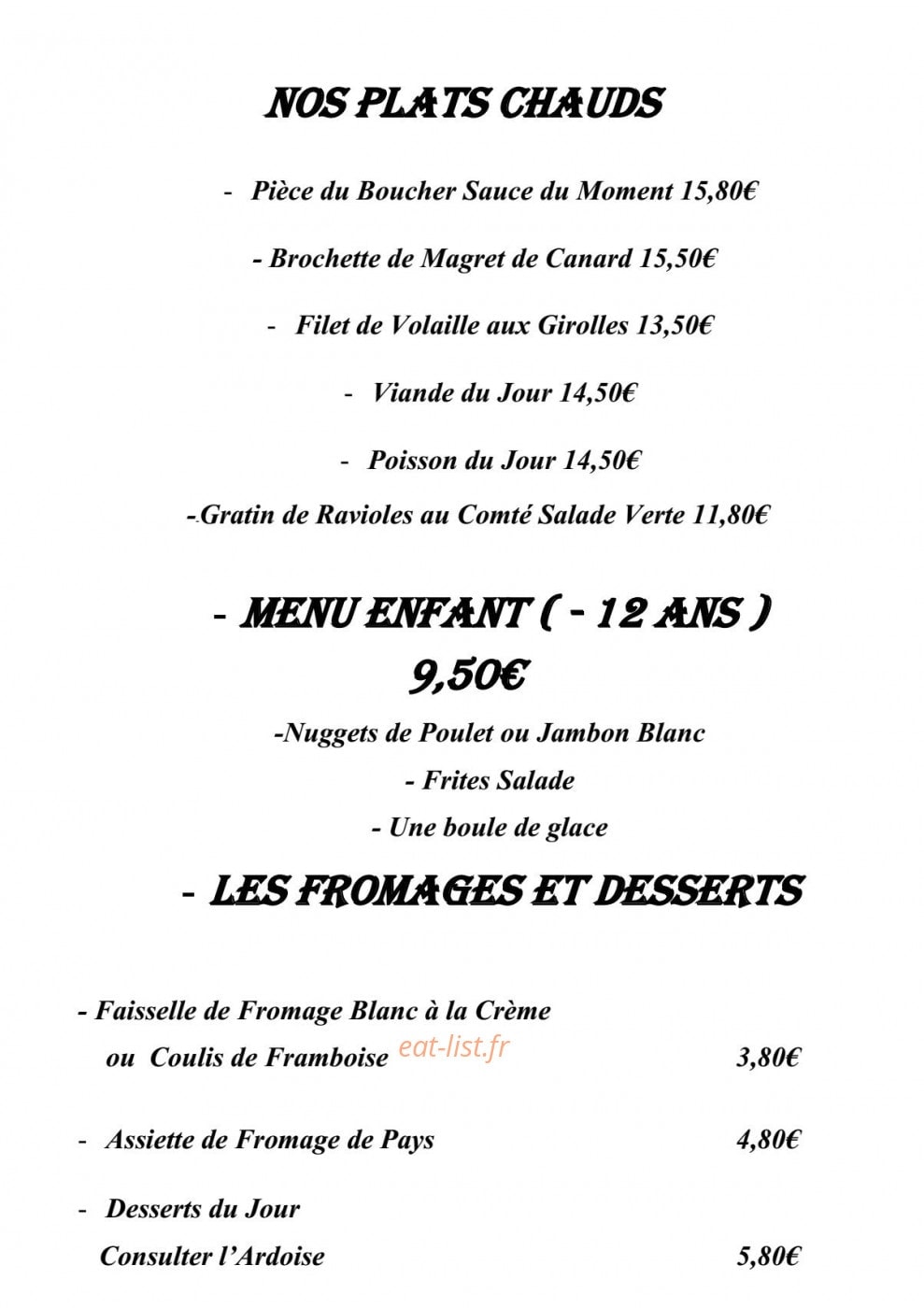 Auberge du sapt — carte page 6
