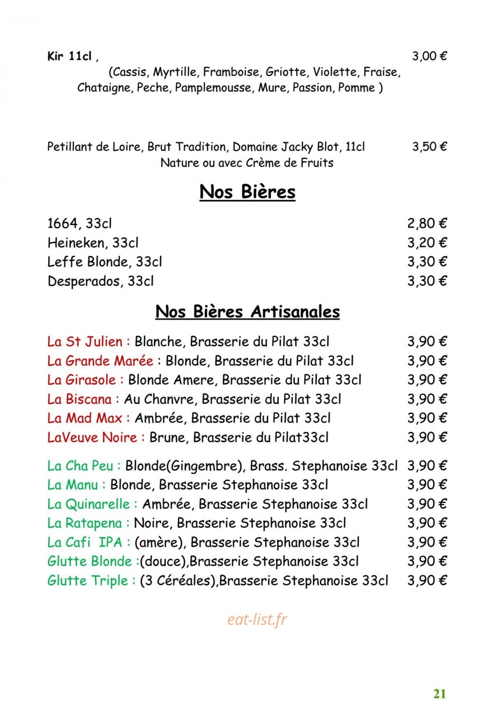 Auberge du sapt — carte page 12