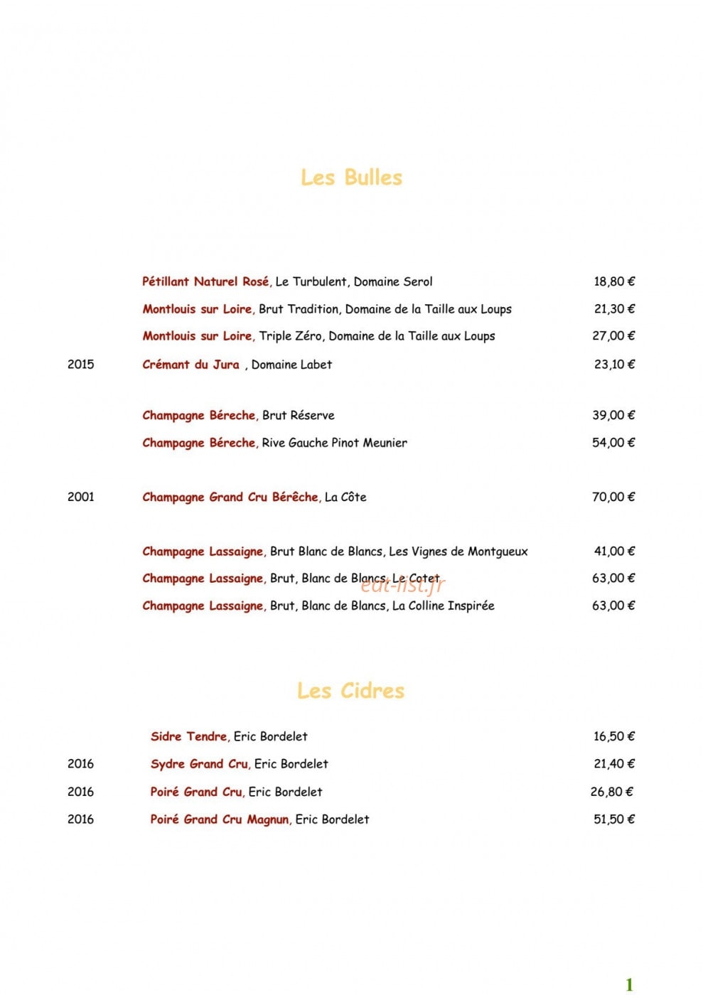 Auberge du sapt — carte page 7