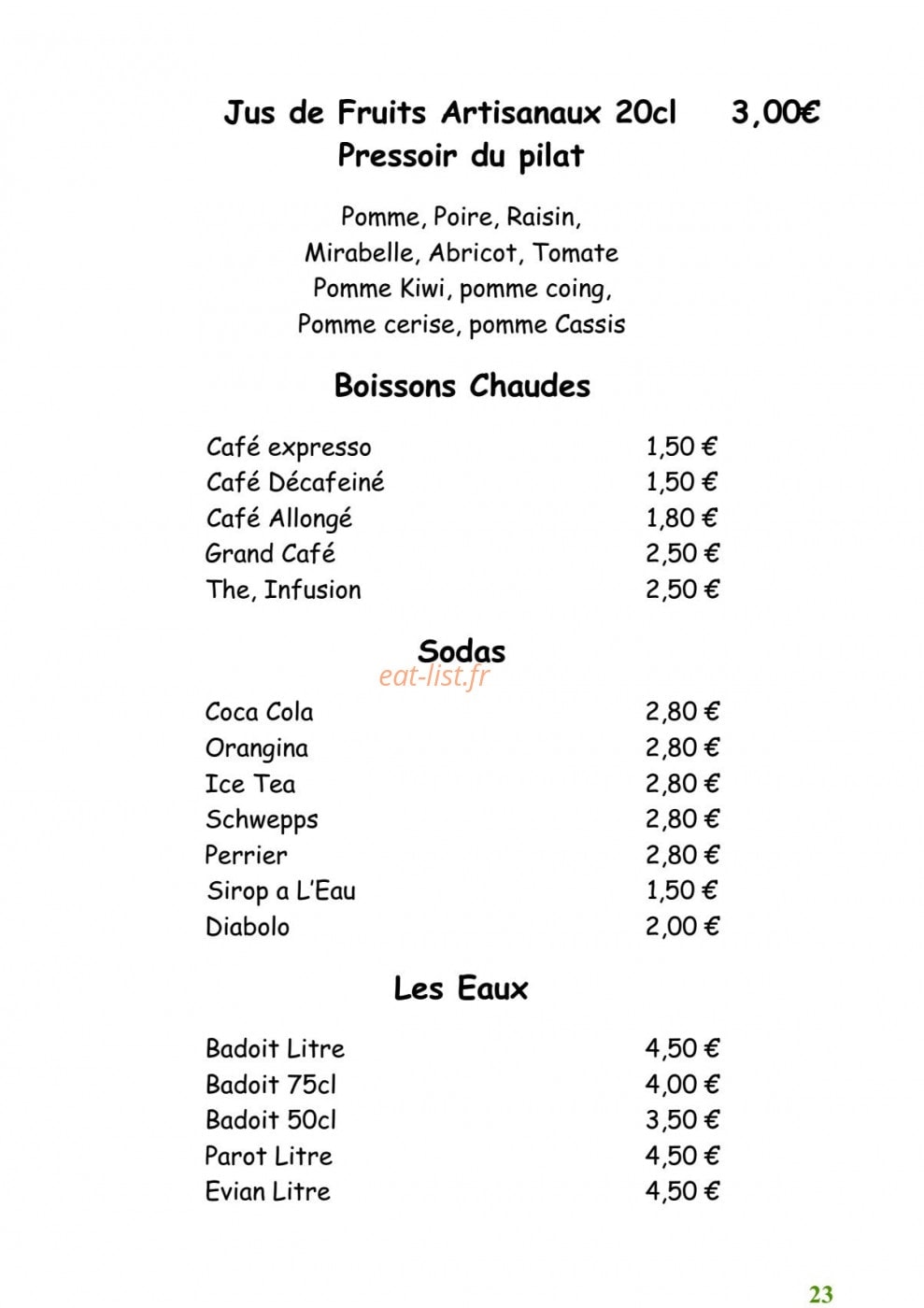 Auberge du sapt — carte page 14