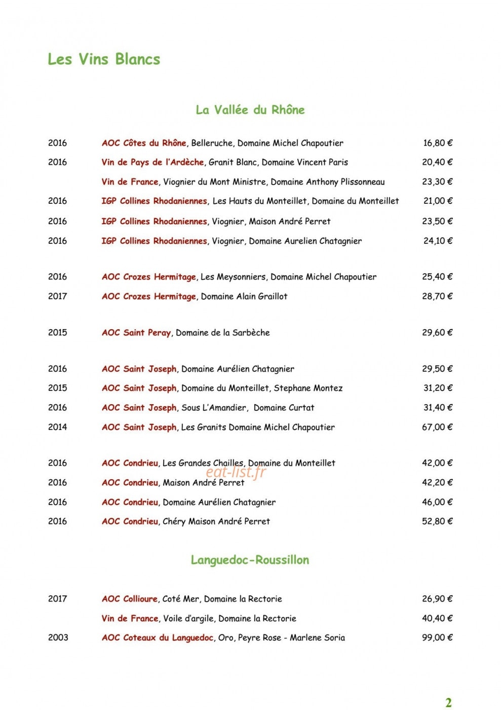 Auberge du sapt — carte page 8