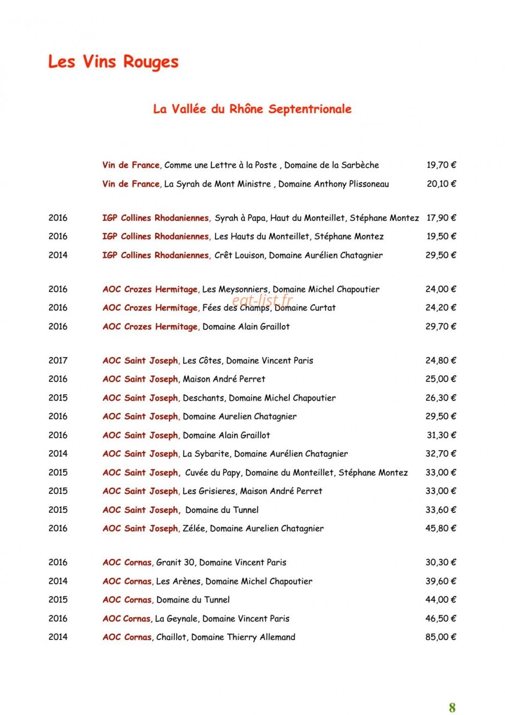 Auberge du sapt — carte page 9